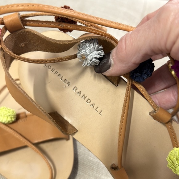 Loeffler Randall Saskia Flat Pom Pom Ankle Wrap Sandal Size 8 - Picture 3 of 6